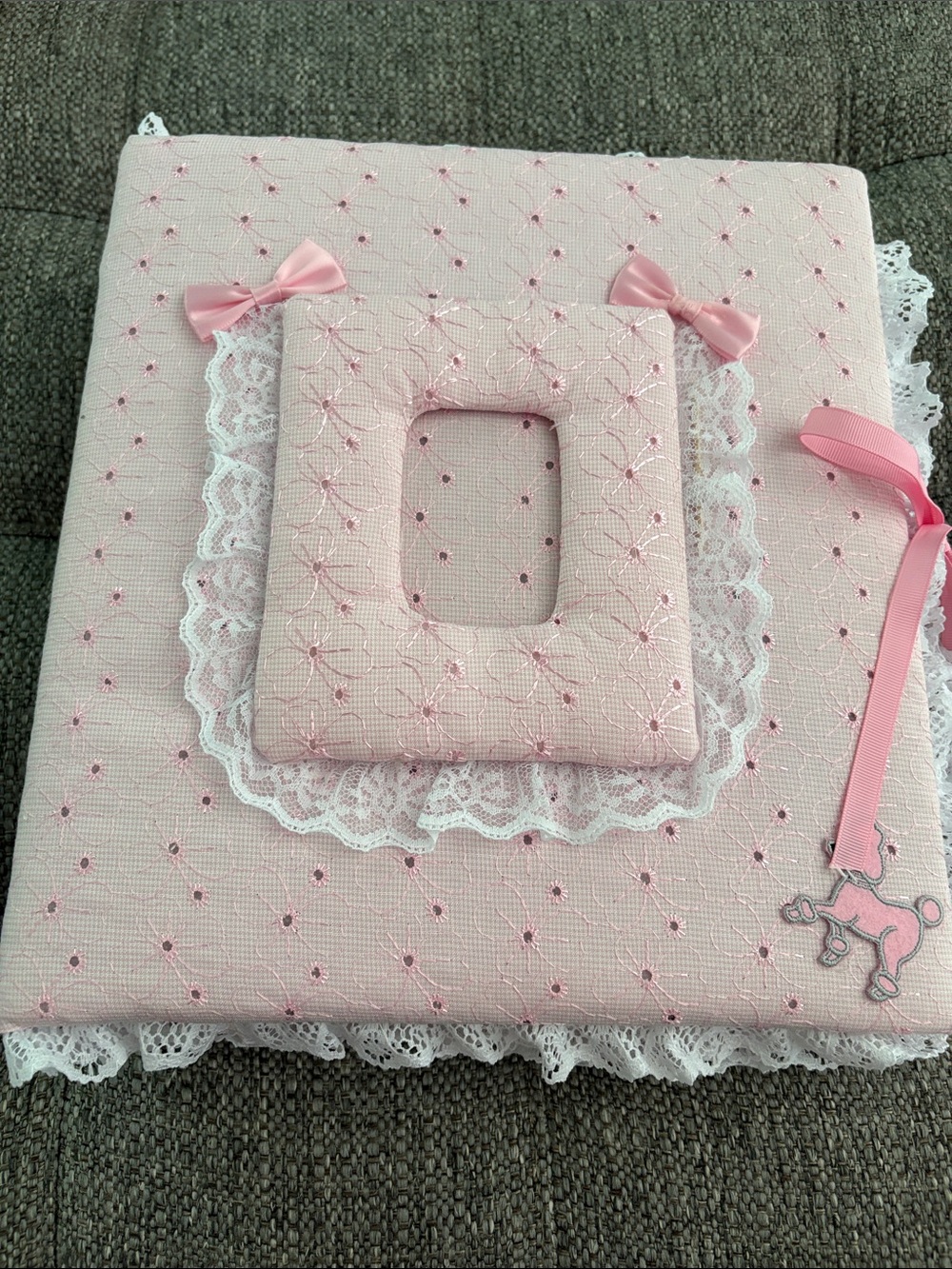 Delicate Pink Lace Baby Photo Album, artisan made